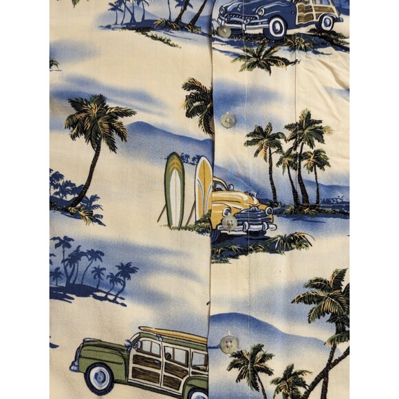 Campia Moda Hawaiian Shirt Mens XL XLarge Rayon Short Sleeve Surfing Cars Palms - Picture 6 of 11